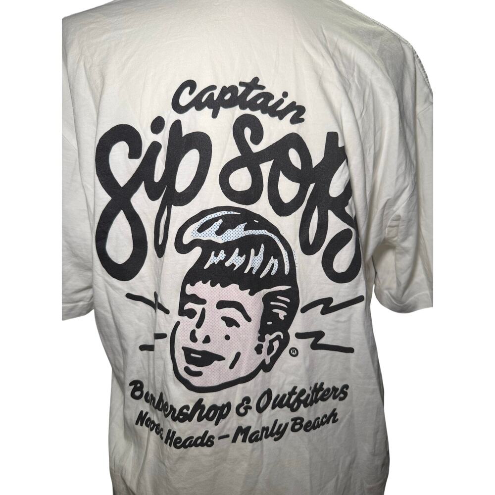 Captain SipSops Barbershop & Outfitters Graphic Tee, Surf Streetwear, Men Large
